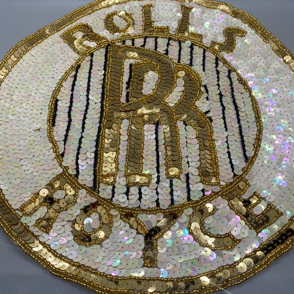 Vintage Sequins XL Rolls Royce Sew On Patch 12" - Picture 2 of 6